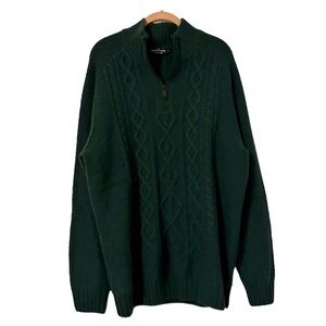 Rodd & Gunn Lambswool Quarter Zip Fishermans Sweater Mens Large Green